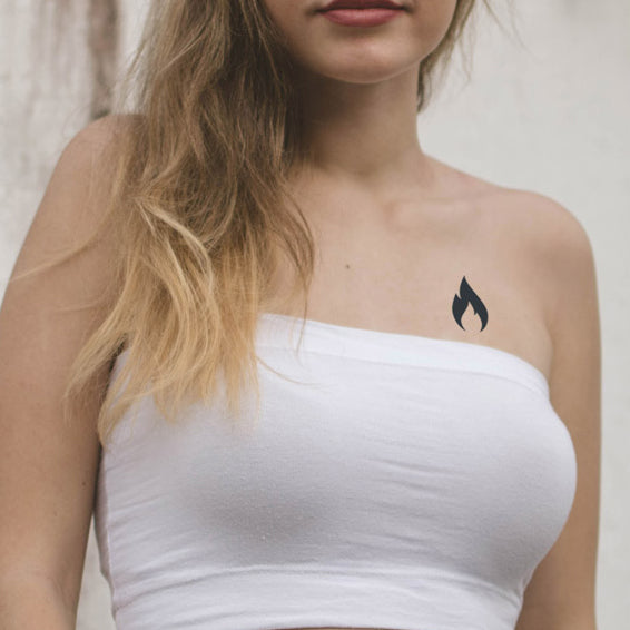 Small Minimalist Flame Temporary Tattoo