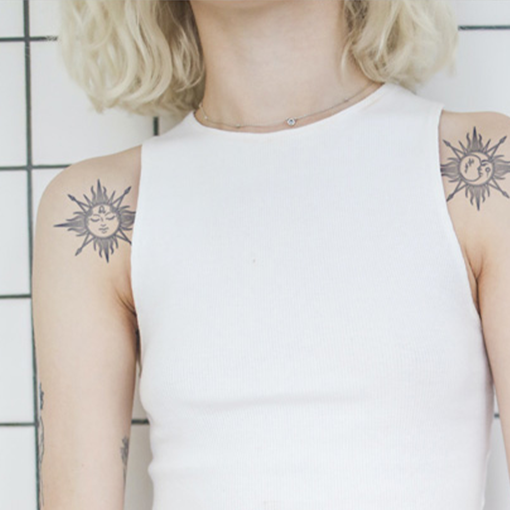 Astronomical Sun and Moon Temporary Tattoo