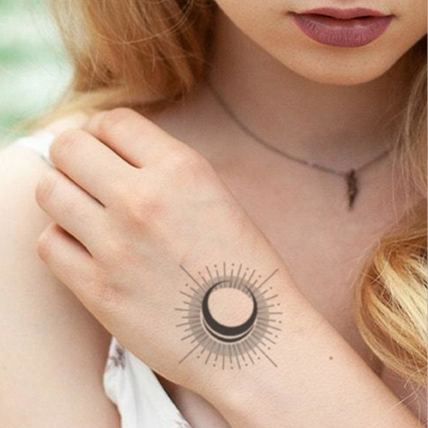 Blackwork Sun and Moon Temporary Tattoo