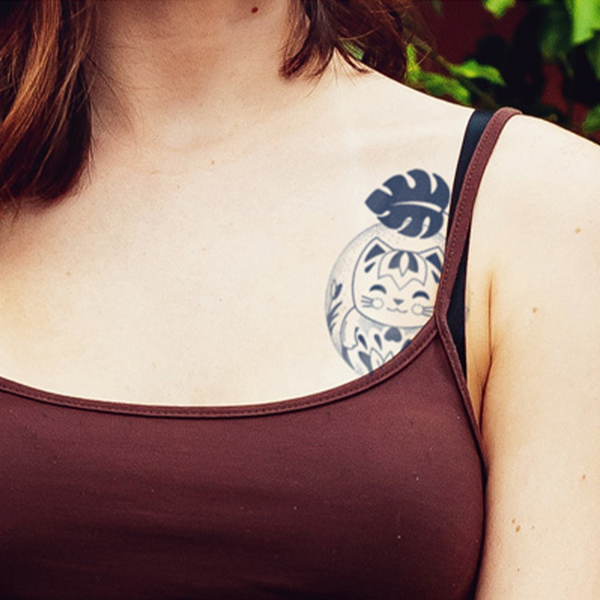 A Cat and Rain Temporary Tattoo