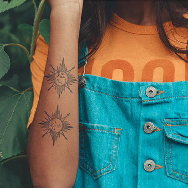 Astronomical Sun and Moon Temporary Tattoo