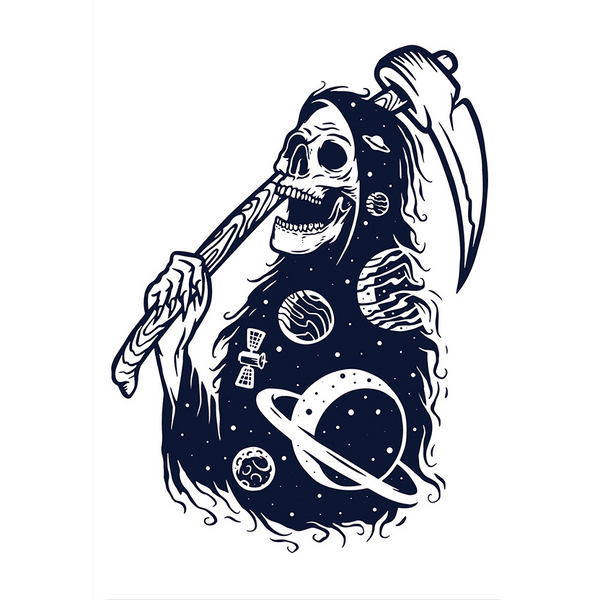 Grim Reaper and Space Temporary Tattoo Design