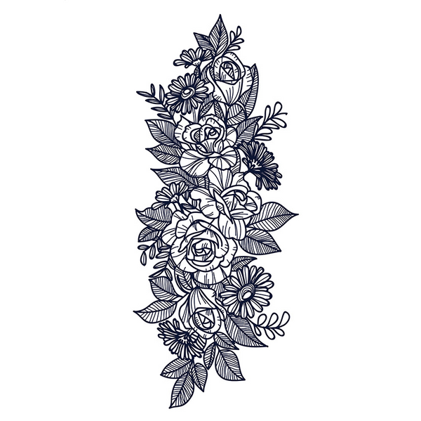 Roses and Leaves Temporary Tattoo